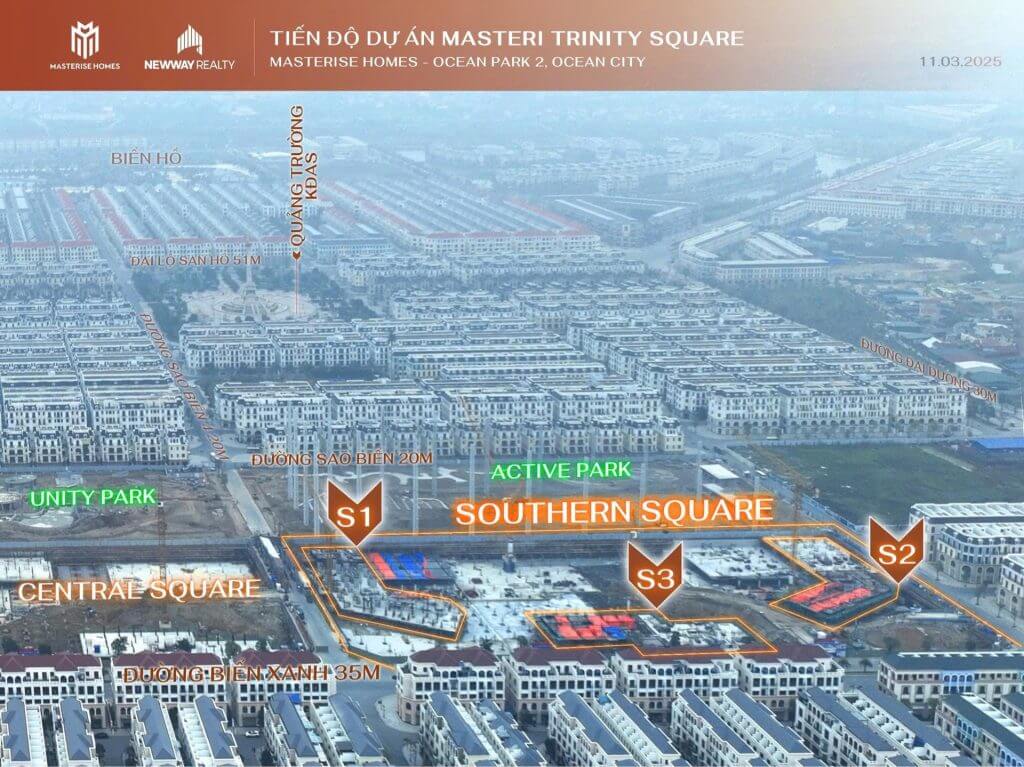 Phân khu Southern Square (S1, S2, S3) đang được triển khai mạnh mẽ với công trường thi công rầm rộ. Cùng với đó, các tiện ích như Active Park và các tuyến đường trọng điểm cũng đang được định hình rõ nét Phân khu Southern Square (S1, S2, S3) đang được triển khai mạnh mẽ với công trường thi công rầm rộ. Cùng với đó, các tiện ích như Active Park và các tuyến đường trọng điểm cũng đang được định hình rõ nét